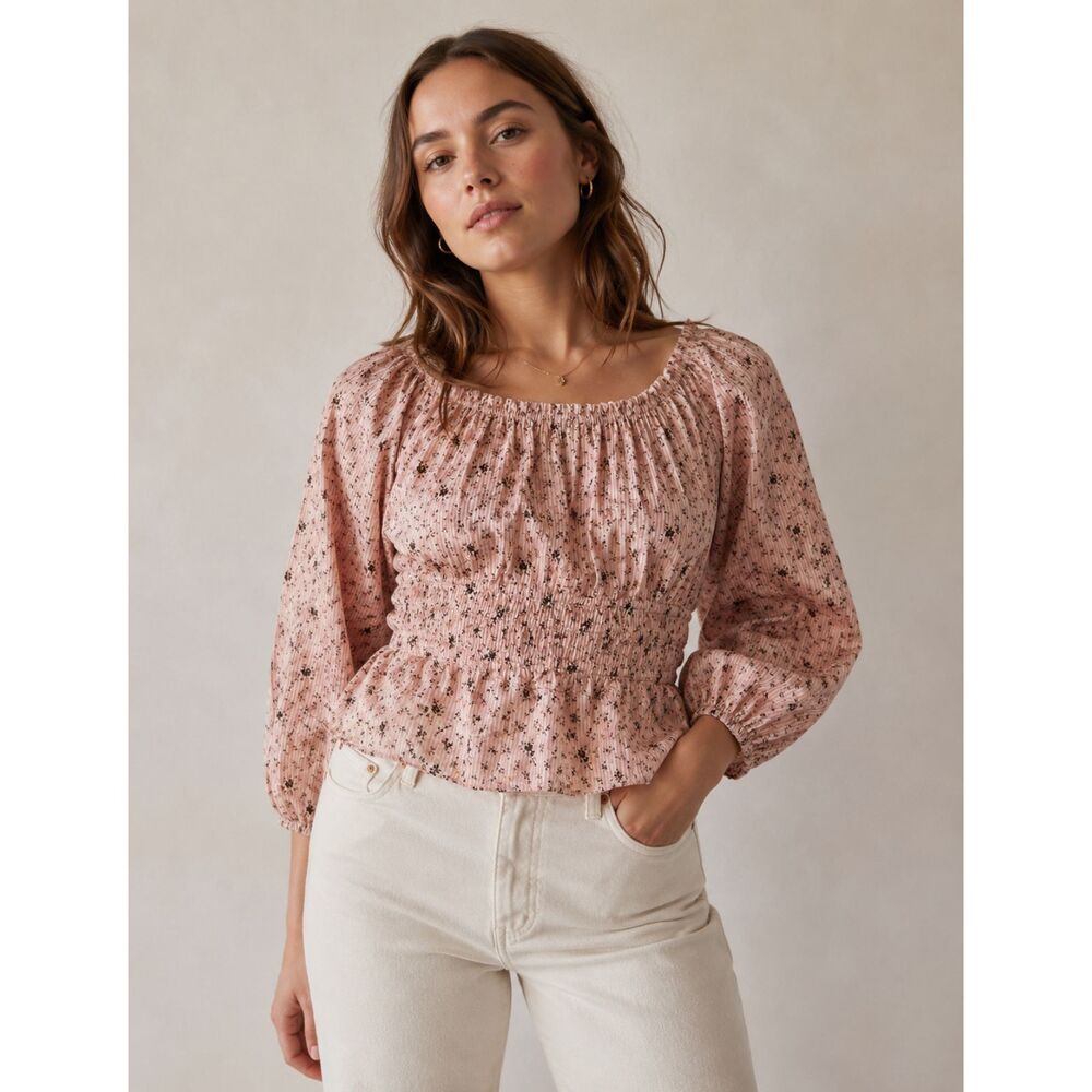 Madewell Plus Sophia Top in Bouquet Floral Pink Size 2X NWT